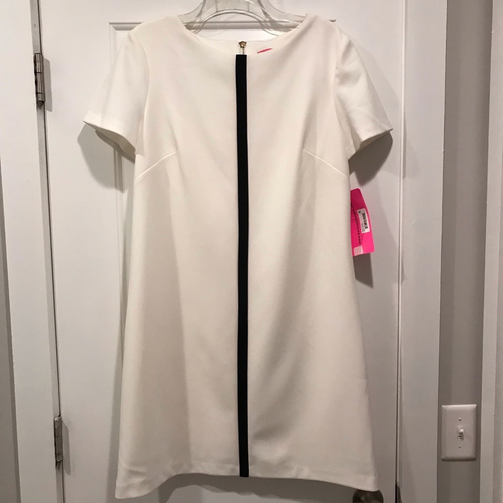Betsey Johnson ivory/black shift dress size 12 NWT